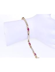 14K Two Tone Gold Diamond/Ruby Bracelet