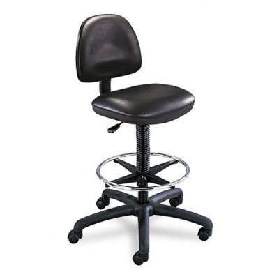 Precision Extended Height Swivel Stool with Adjustable Footring, Black Vinyl (SAF3406BL)