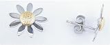 14K White Gold Daisy Earrings