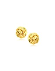 14K Yellow Gold interweaved Love Knot Stud Earrings