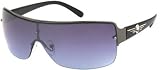 Flying Skull Sleek Semi Rimless Wrap Style Fashion Sunglasses with Raised Skull Logo Accent ( Choose from 4 Colours )