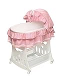 Badger Basket Portable Bassinet N Cradle With Toybox Base, Pink Waffle Ruffled