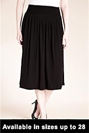 Plus Wide Waistband A Line Pleated Skirt
