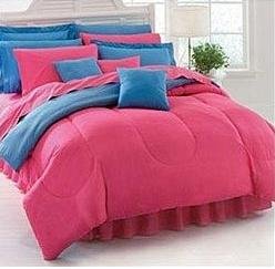 Dorm Bedding Set: Dorm-Room-In-a-Box: Comforter, Sheet Set, Mattress Pad, Pillow, Towel set -Pink Blue- Twin XL 10 Pc SET