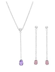 Sterling Silver Simulated Gems Women Jewelry Set. Length 54 in. Total Item weight 1.6 g.