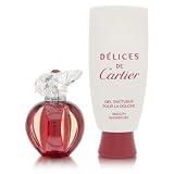 Delices de Cartier by Cartier for Women Gift Set 1.6 Ounce EDT Spray, 3.3 Ounce Smooth Shower Gel