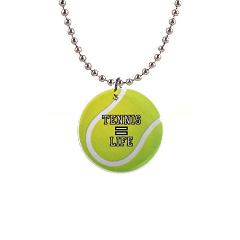 1 Inch Button Necklace of Tennis Equals Life (Wimbeldon, French Open, Australian Open, US Open, U.S. Open, Shoes, Racket, Balls)