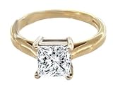 1/4 Carat L/I2 Princess Certified Diamond Solitaire Engagement Ring in 18ct Solid Yellow Gold