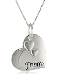 Sterling Silver Heart with "Mom We Grow to Resemble Who We Love" and Heart Charm Pendant Necklace, 18"