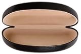 Hardshell Sunglass Case - Clamshell - Black Leather Outer w/Luxurious Cream Interior
