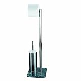 Axxentia Bad 282260 WC-Garnitur Galant, verchromt, mit Marmor-Bodenplatte, WC-Papierrollenhalter und geschlossenem B�rstenhalter mit Metallstiel, 72 cm hoch