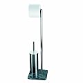 Axxentia Bad 282260 WC-Garnitur Galant, verchromt, mit Marmor-Bodenplatte, WC-Papierrollenhalter und geschlossenem B�rstenhalter mit Metallstiel, 72 cm hoch