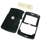 PCMICROSTORE Brand Rim BlackBerry 8800 8830 PDA Smart Phone Solid Black Snap-On Crystal Protective Case Cover with Removable Belt Clip