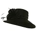 Down Brim Rose Wool Felt Hat-Black
