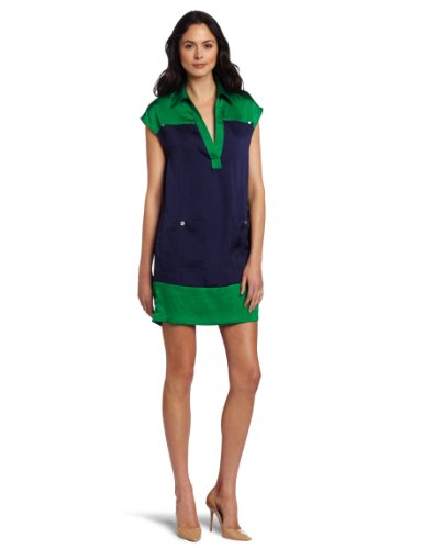 AK Anne Klein Women's Colorblock Wedge Dress, Ink Blue, 6