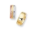 14K Tri-Color Gold Reversible Huggy Earrings - 0.50"