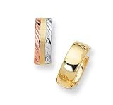 14K Tri-Color Gold Reversible Huggy Earrings - 0.50