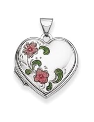 Genuine IceCarats Designer Jewelry Gift Sterling Silver Floral 18Mm Heart Locket