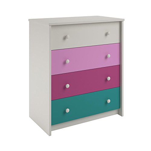 Cosco Kids Furniture Kaleidoscope 4 Drawer Dresser, Whimsy/White Stipple