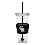MLB Colorado Rockies 22-Ounce Insulated Straw Tumbler with Sleeve