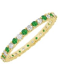 Emerald and Diamond Eternity Bangle 14K Yellow Gold - 6.00 CT TGW