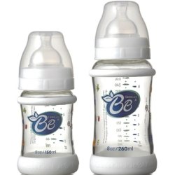 Best Price Wide Glass Baby Bottles w Silicone Grips - 2 Pc Set