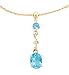 14k Gold, Blue Topaz & Diamond 3 Stone Drop Pendant
