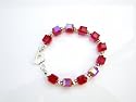 AB Siam Red Swarovski Crystal Cube Beads Sophisticated Bracelet Handcrafted Custom Jewelry
