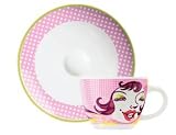 Espresso Coffee Mug and Saucer Set, My Little Darling, Pink Face, Coffee Mug Set in Gift Box  from Cups and Saucers - Espresso