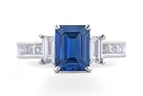 170 Ct 18k Emerald Cut Sapphire and Diamond Ring for sale