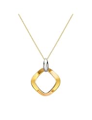 14k Italian Two-Tone Yellow and White Gold Open Square Pendant Necklace, 18"