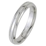 Wedding Bands; Platinum Dome Milgrain Wedding Bands Men`s and Women`s 3mm Wide Comfort Fit