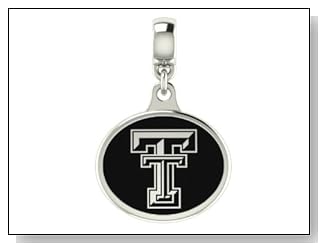 Texas Tech Red Raiders Black Enamel Collegiate Drop Charm Fits Most Pandora Style Bracelets Including Pandora Chamilia Zable Troll and More. High Quality Bead in Stock for Immediate Shipping. Officially Licensed