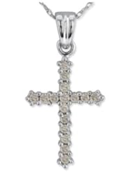 Classic 1/4ct Diamond Cross Pendant in 10k White Gold