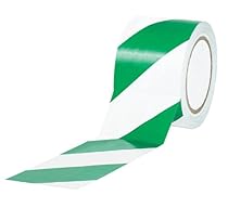 Bertech BERST-2GW Green/White Safety Warning Vinyl Tape, 18 yd Long, 2