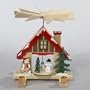6.5" Snowman Home Wooden Christmas Carousel Candle Holder
