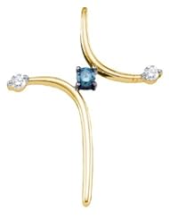 0.27ctw Blue & White Round Diamond Cross Pendant