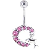 Passion Pink LUCKY CHARM DOLPHIN Dangle Belly Ring