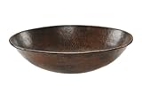 Premier Copper Products VO17WDB Oval Wired Rimmed Vessel Hammered Copper Sink, Oil Rubbed Bronze