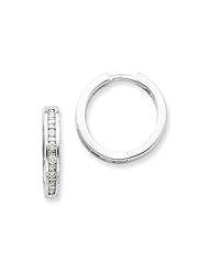 1/2 Carat Channel Set Diamond Hoop Earrings in Sterling Silver - 18mm