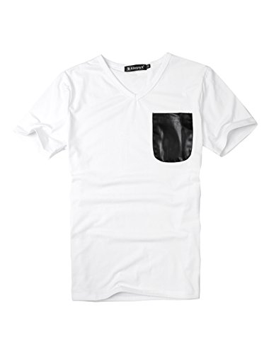 Allegra K Men Casual Pocket Slim Fit Short Sleeve Summer V Neck T-Shirts
