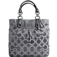 Coach Signature Madison Op Art Magazine Business Bag Tote 13583 Graphite Grey