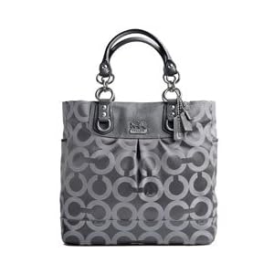 Coach Signature Madison Op Art Magazine Business Bag Tote 13583 Graphite Grey