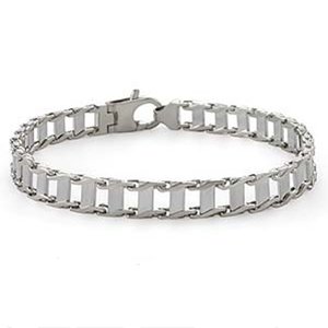 14k White Gold Railroad Italian Mens Bracelet (8-8 1 2) by