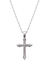 0.925 Sterling Silver Cross pendant and 16, 18, 20 or 24 inch 1mm rope chain necklace