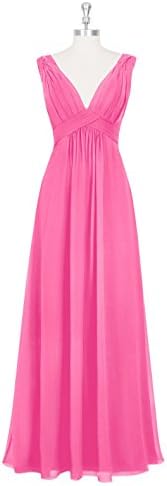 Emyrin Chic Floor-length A-line Azalea Bridesmaid Dresses V Neckline