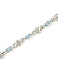 14kt Yellow Gold Oval Aquamarine and Diamond Bracelet