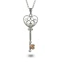 Vintage Sterling Silver and CZ Heart Shaped Key Necklace