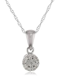 10k White Gold Drop Pendant Necklace (1/10 cttw, I-J Color, I3 Clarity), 18"