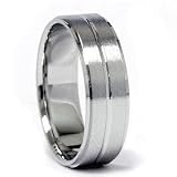 Mens 14k White Gold 6MM Flat Brushed Comfort Fit Wedding Ring Mans Bridal Band
